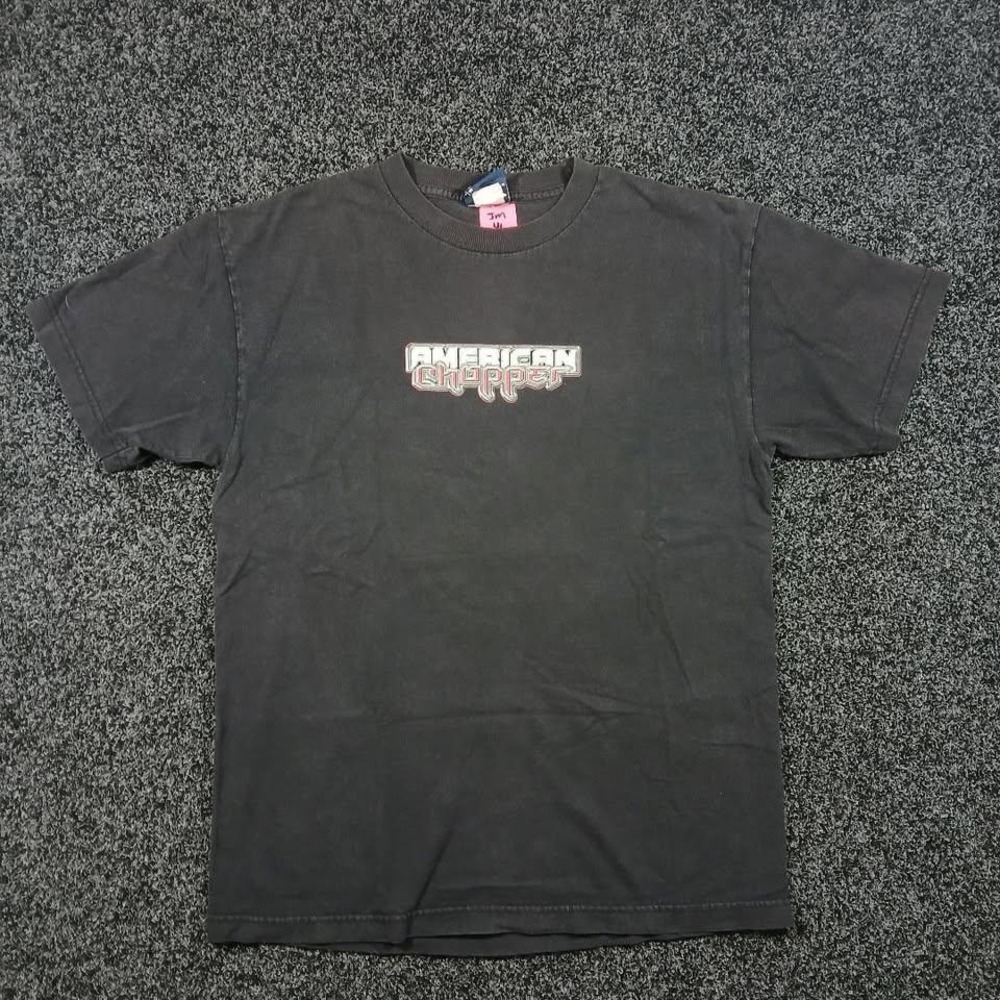 American Chopper Firebike Graphic T-Shirt Mens Medium Black Vintage Biker Tee